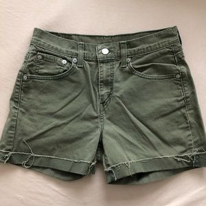 Vintage Olive Green Levi Jean Shorts (High Rise)
